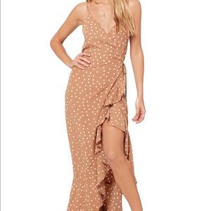 L*Space Wendy Polka Dot Maxi Hi-Low Wrap Dress